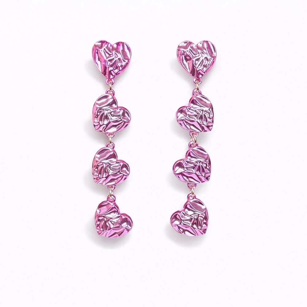 ❤️🔥 Pink Heart Drop Earrings